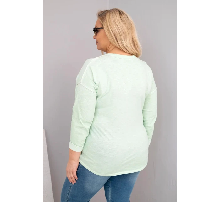 Dámská blůza Plus Size s potiskem Love You More mentolová