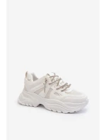 Dámské tenisky na masivní podrážce s ozdobným šněrováním Bílé Relissa Dámské tenisky na masivní podrážce s ozdobným šněrováním Bílé Relissa