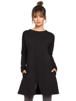 B042 Tunika s předním rozparkem - černá