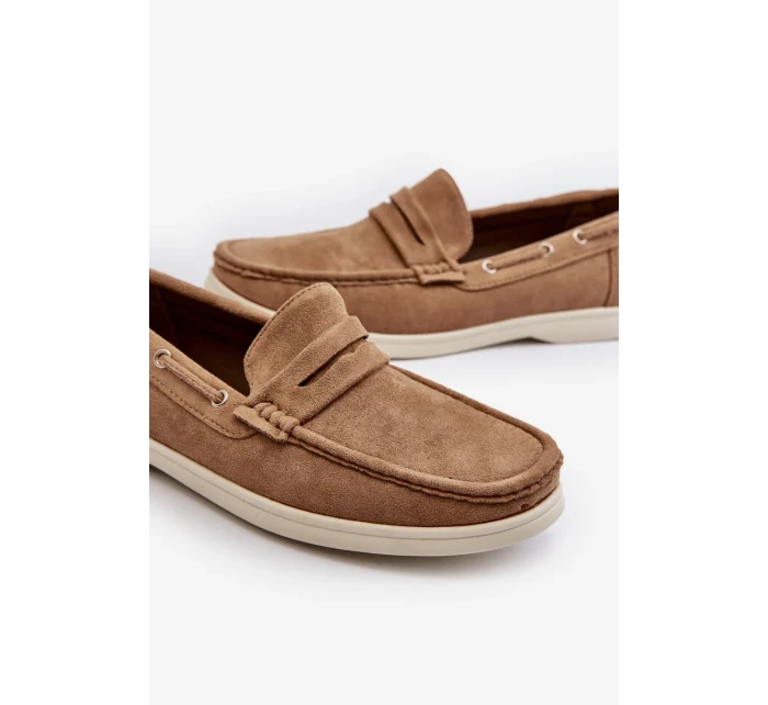 Pánské Eco Suede mokasíny Béžová Rivanell