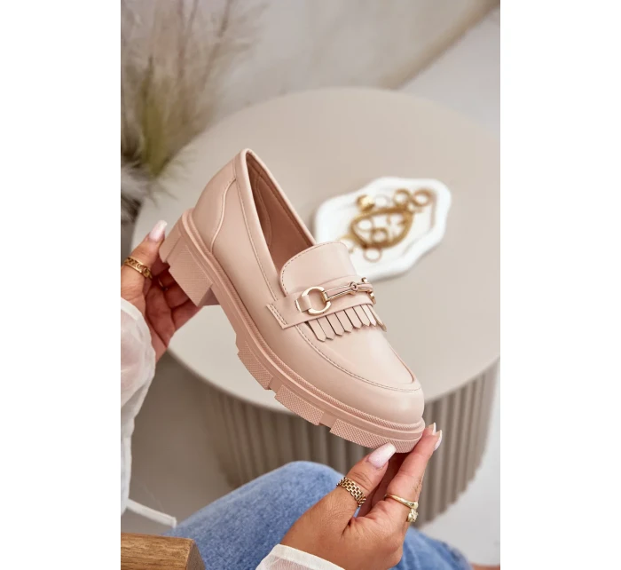 Dámské Mokasíny S Ozdobou Eko Kožené Béžové Tialorae Dámské Mokasíny S Ozdobou Eko Kožené Béžové Tialorae