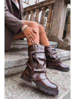Dámské kozačky s ohrnutou holenicí do poloviny lýtka Darisa – čokoládové