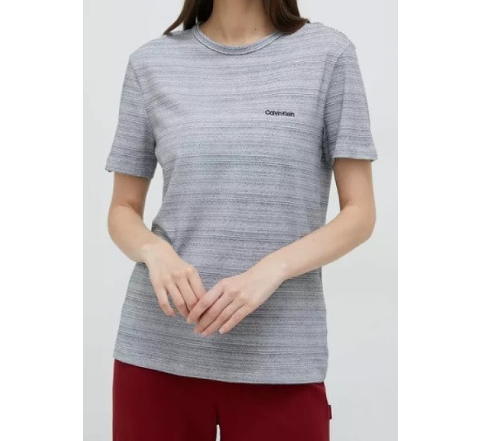 Dámské pyžamové triko QS6890E 5FQ šedobílá - Calvin Klein