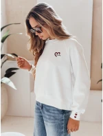 Dámská oversize mikina s vyšívanými srdíčky MONLOVE bílá FashionStreet BY1507