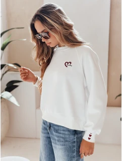 Dámská oversize mikina s vyšívanými srdíčky MONLOVE bílá FashionStreet BY1507