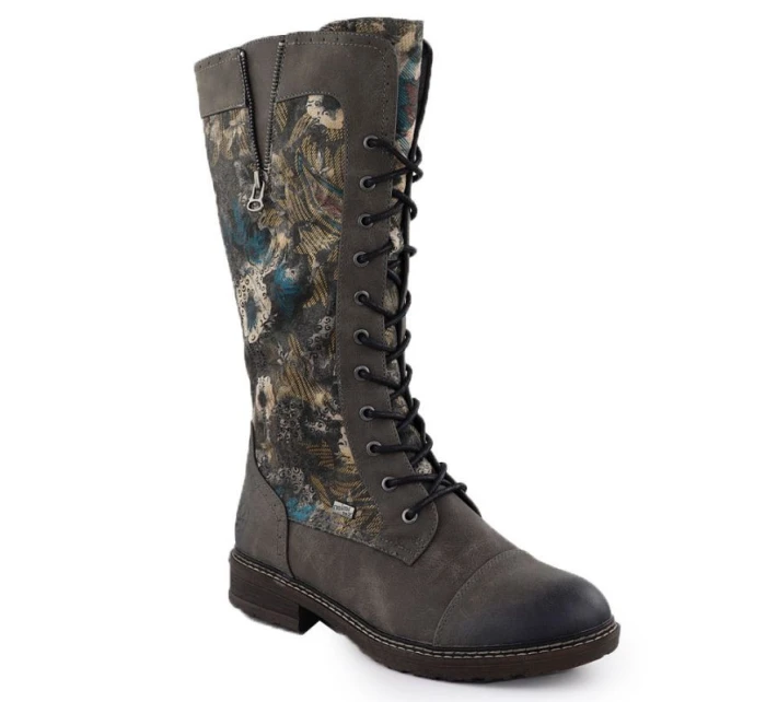 Dámské nepromokavé šněrovací boty šedé model 21905850 - Rieker Dámské nepromokavé šněrovací boty šedé model 21905850 - Rieker