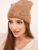 Dámská zimní čepice z vlny s dvojitým ohrnovacím lemem K426 oranžová