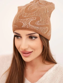 Dámská zimní čepice z vlny s dvojitým ohrnovacím lemem K426 oranžová