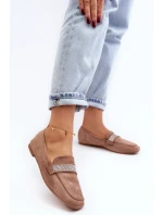 Dámské Mokasíny S Cyrkoniemi Světle Hnědé Ralrika Dámské Mokasíny S Cyrkoniemi Světle Hnědé Ralrika