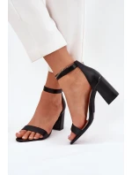 Dámské Sandály Na Podpatku S Páskem Černé model 21700172 - Boto