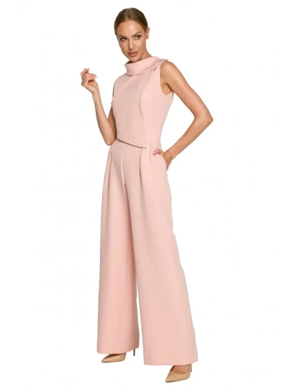 Kombinéza bez rukávů s vrškem pudrová model 18004289 - Moe