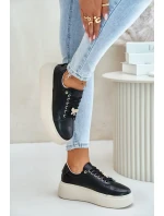 Kožené Dámské Tenisky Na Platformě S Broží Vinceza Černé Kožené Dámské Tenisky Na Platformě S Broží Vinceza Černé