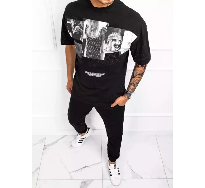 Pánské tričko s potiskem černé FashionStreet RX4845 Pánské tričko s potiskem černé FashionStreet RX4845