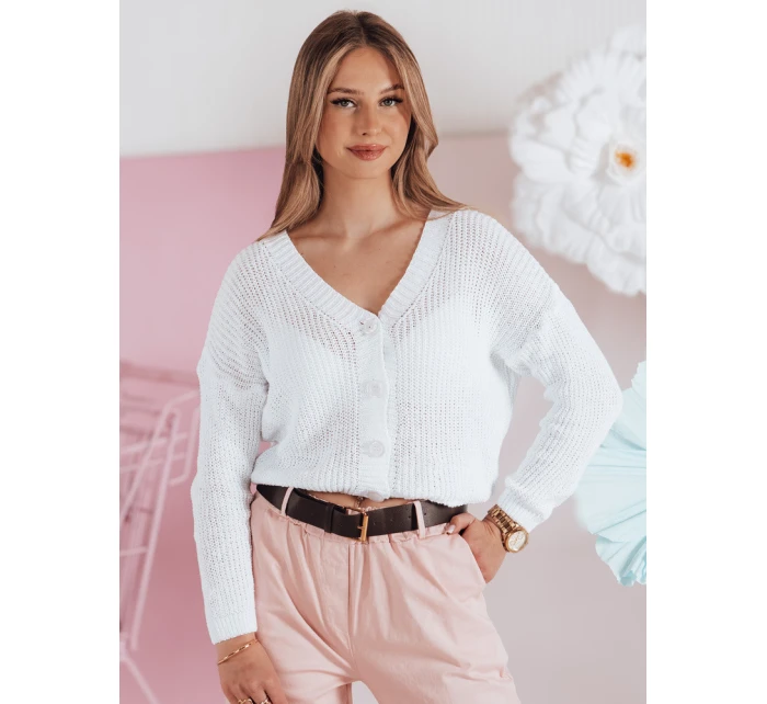 Dámský oversize žebrovaný svetr SWEETDREAM white FashionStreet MY2459