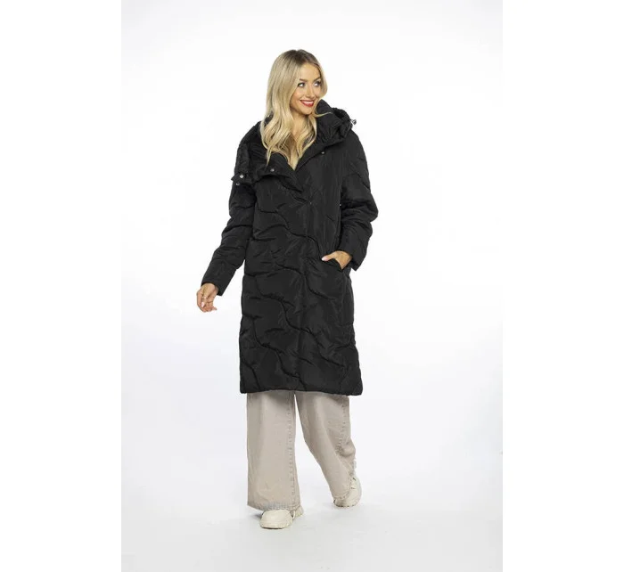 Volná černá dámská bunda s ozdobným prošíváním model 21247253 - Ann Gissy