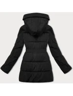 Černá vypasovaná zimní bunda s opaskem model 21248114 - Banna Černá vypasovaná zimní bunda s opaskem model 21248114 - Banna