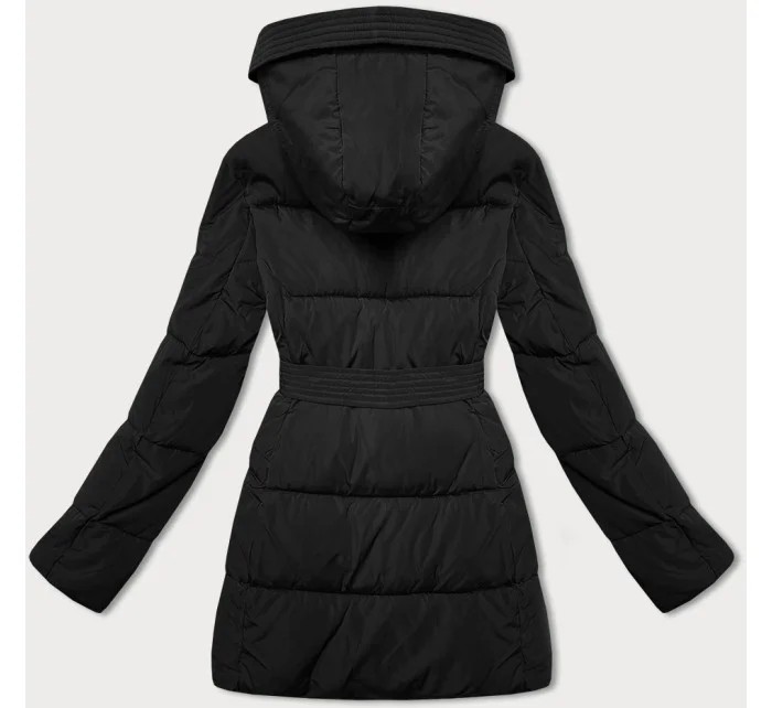 Černá vypasovaná zimní bunda s opaskem model 21248114 - Banna Černá vypasovaná zimní bunda s opaskem model 21248114 - Banna