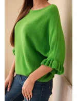 Dámský svetr typu model 21949264 s kulatým výstřihem zelený - K-Fashion