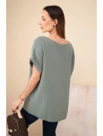 model 21961265 blůza s náhrdelníkem tmavě khaki - K-Fashion