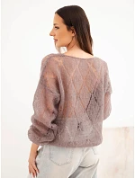 Dámský svetr ze 80 % zapínaný na knoflíky fango barva model 22358349 - K-Fashion Dámský svetr ze 80 % zapínaný na knoflíky fango barva model 22358349 - K-Fashion