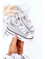 Dětské Brokátové Tenisky Stříbrné Bling-Bling Dětské Brokátové Tenisky Stříbrné Bling-Bling