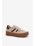 Semišové tenisky na platformě béžové Zazoo N1176