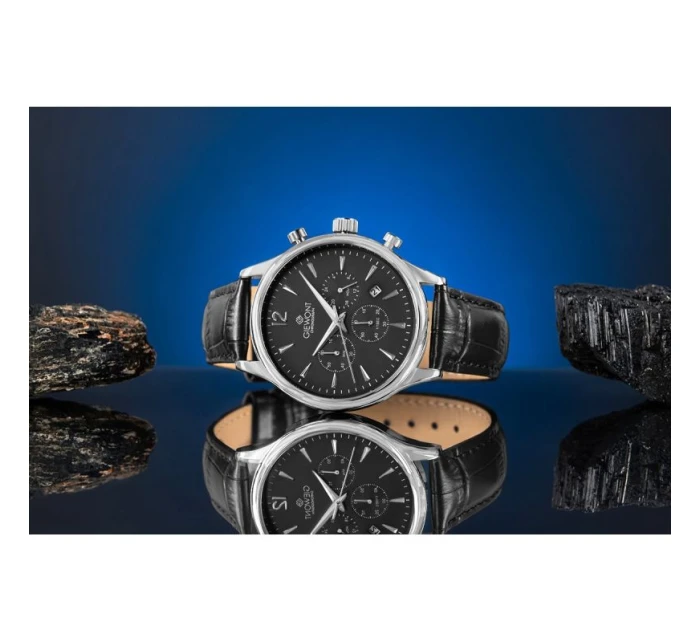 Pánské hodinky Giewont Chronograph Sapphire Black Silver GW6310-A2