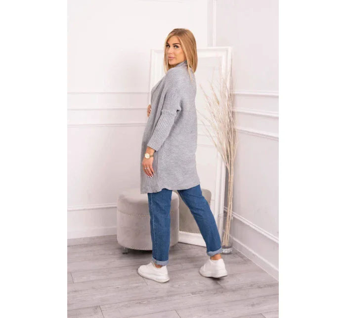 Svetr s netopýřími rukávy světle šedý
