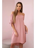 Šaty svázané na rukávech tmavě pudrově růžová Šaty svázané na rukávech tmavě pudrově růžová