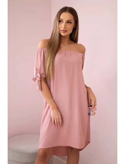 Šaty svázané na rukávech tmavě pudrově růžová Šaty svázané na rukávech tmavě pudrově růžová