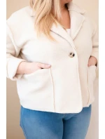 Dámská bunda Plus Size s  a kapsami béžová model 21908689 - K-Fashion