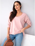Dámská bavlněná oversize halenka s výstřihem do V a prodlouženým zadním dílem růžová tmavá pudrová Dámská bavlněná oversize halenka s výstřihem do V a prodlouženým zadním dílem růžová tmavá pudrová