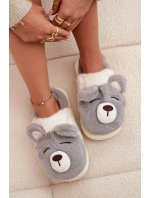 Kožešinové pantofle s motivem šedé model 21772450 - Boto