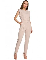 S259 Overal bez rukávů s vycpanými rameny - béžový