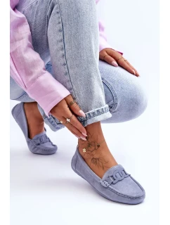 Dámské módní semišové mokasíny modré Rabell