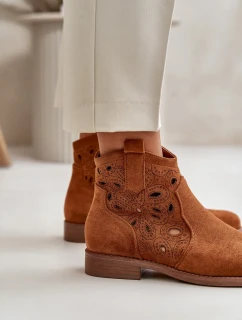 Dámské Kotníkové Boty Ažurové Na Zip Camel S.Barski