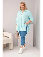 Bavlněná mušelínová košile Plus Size 65622 mátová - Kesi