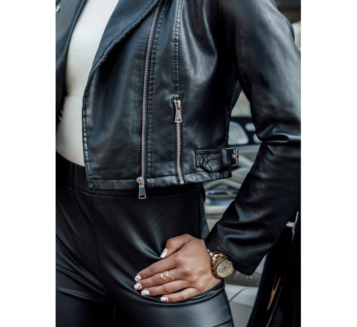 Dámská kožená bunda krátká přechodná ramones BARBADOS černá FashionStreet TY4549