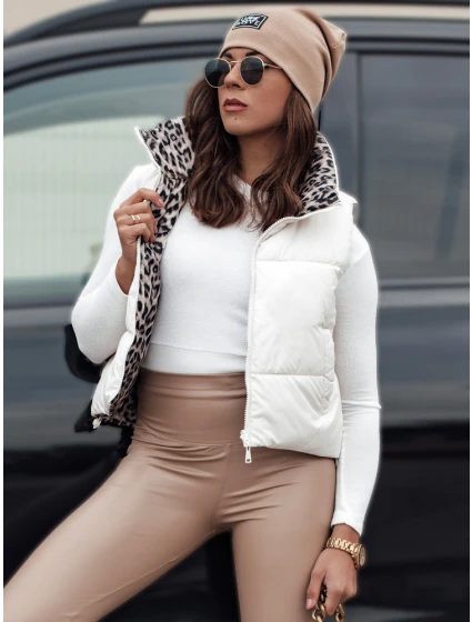 Dámská přechodná krátká prošívaná oboustranná vesta bílá Dstreet model 21980836 - FashionStreet