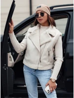 Dámská semišová vesta s ovčí kůží WOOLZIP bílá FashionStreet TY4743 Dámská semišová vesta s ovčí kůží WOOLZIP bílá FashionStreet TY4743