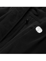 Černá dámská bunda parka s kožešinovou podšívkou (M-21207)