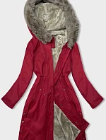Dámská parka s kožešinou červená (5M3180-270)