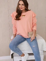 Bavlněná halenka s volánky na ramenou meruňka