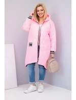Dámská bunda Plus Size prošívaná s kapucí a manžetami růžová model 21911642 - K-Fashion