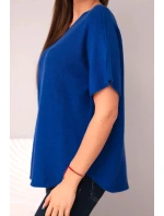 Dámská svetrková blůza s krátkým rukávem a véčkovým výstřihem chaberová