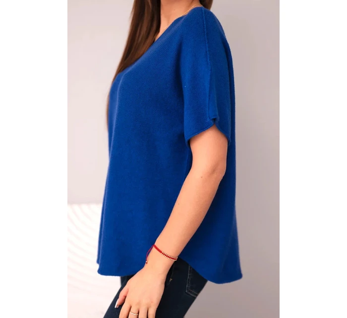 Dámská svetrková blůza s krátkým rukávem a véčkovým výstřihem chaberová