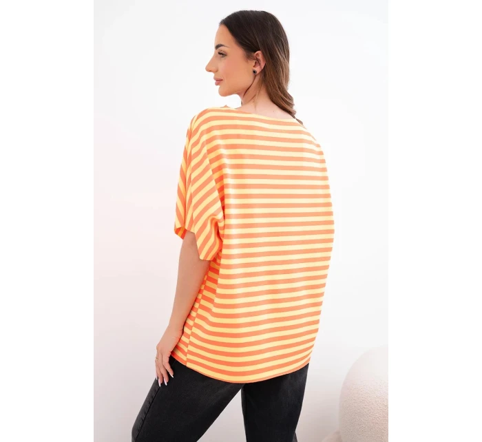 Dámská bavlněná pruhovaná halenka s krátkým rukávem oranžová
