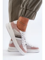 Dámské kožené tenisky D&A LR110 bílo-růžové