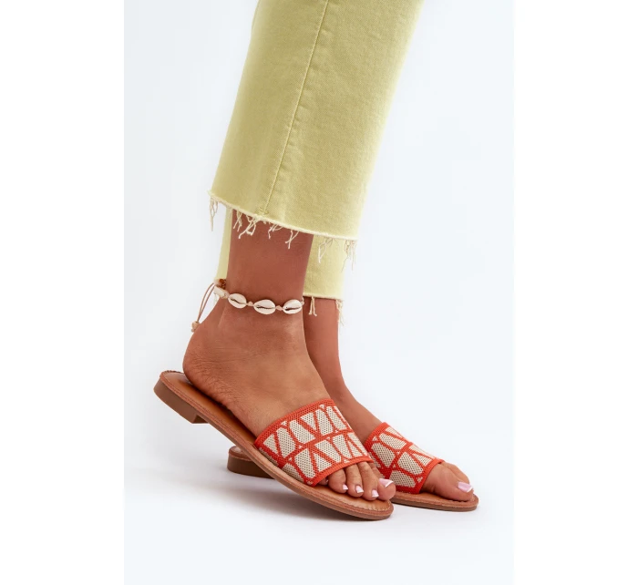 Dámské sandály na ploché podrážce oranžové Traivea Dámské sandály na ploché podrážce oranžové Traivea