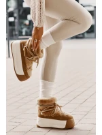 Kožené Dámské Sněhule Na Silné Podešvi S Kožešinou Big Star model 21669685 Hnědé - Big Star Shoes Kožené Dámské Sněhule Na Silné Podešvi S Kožešinou Big Star model 21669685 Hnědé - Big Star Shoes